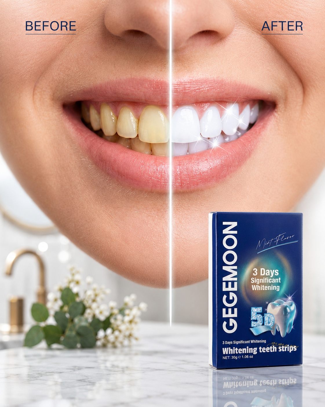GEGEMOON 5D Whitening Teeth Strips – Mint Flavor